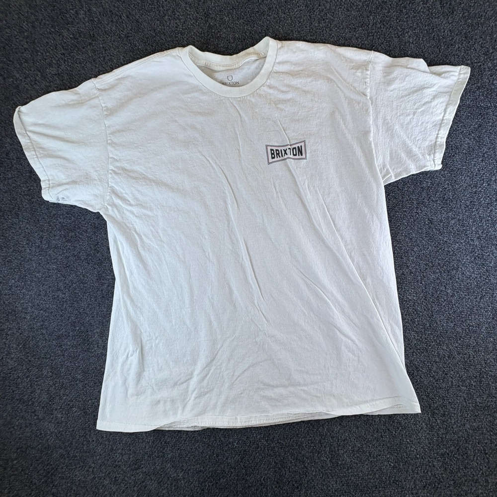 Brixton Truss T-Shirt Men XL White Logo Cotton Standard Fit Casual Everyday Wear